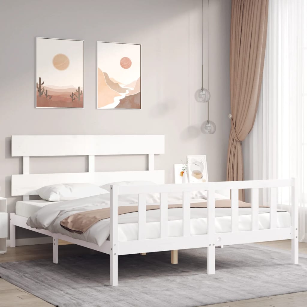 vidaXL Bedframe met hoofdbord massief hout