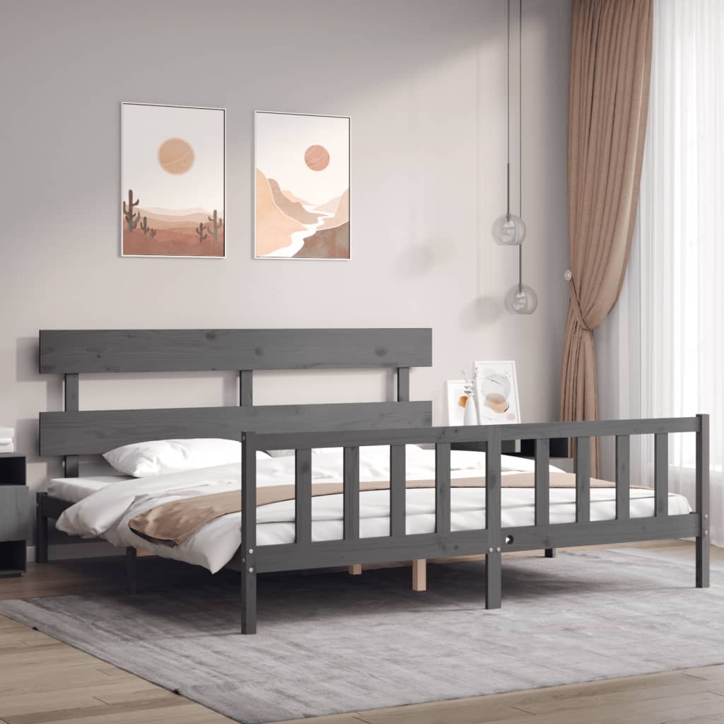 vidaXL Bedframe met hoofdbord massief hout