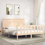 vidaXL Bedframe met hoofdbord massief hout wit