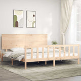 vidaXL Bedframe met hoofdbord massief hout wit