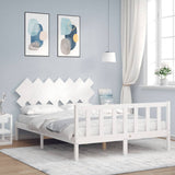 vidaXL Bedframe met hoofdbord massief hout zwart