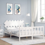 vidaXL Bedframe met hoofdbord massief hout zwart