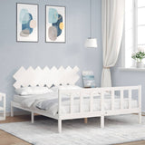 vidaXL Bedframe met hoofdbord massief hout zwart