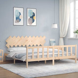vidaXL Bedframe met hoofdbord massief hout zwart
