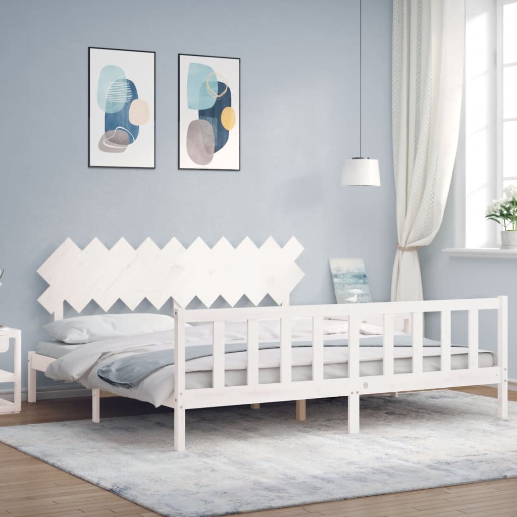 vidaXL Bedframe met hoofdbord massief hout zwart