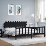 vidaXL Bedframe met hoofdbord massief hout zwart