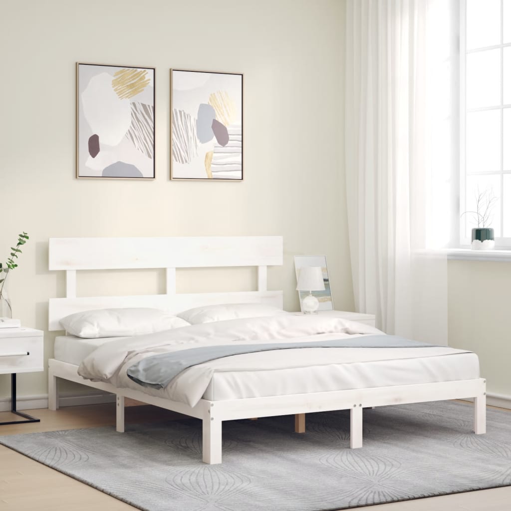 vidaXL Bedframe met hoofdbord massief hout