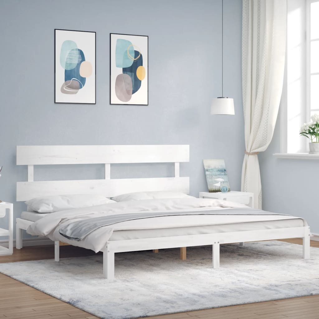 vidaXL Bedframe met hoofdbord massief hout