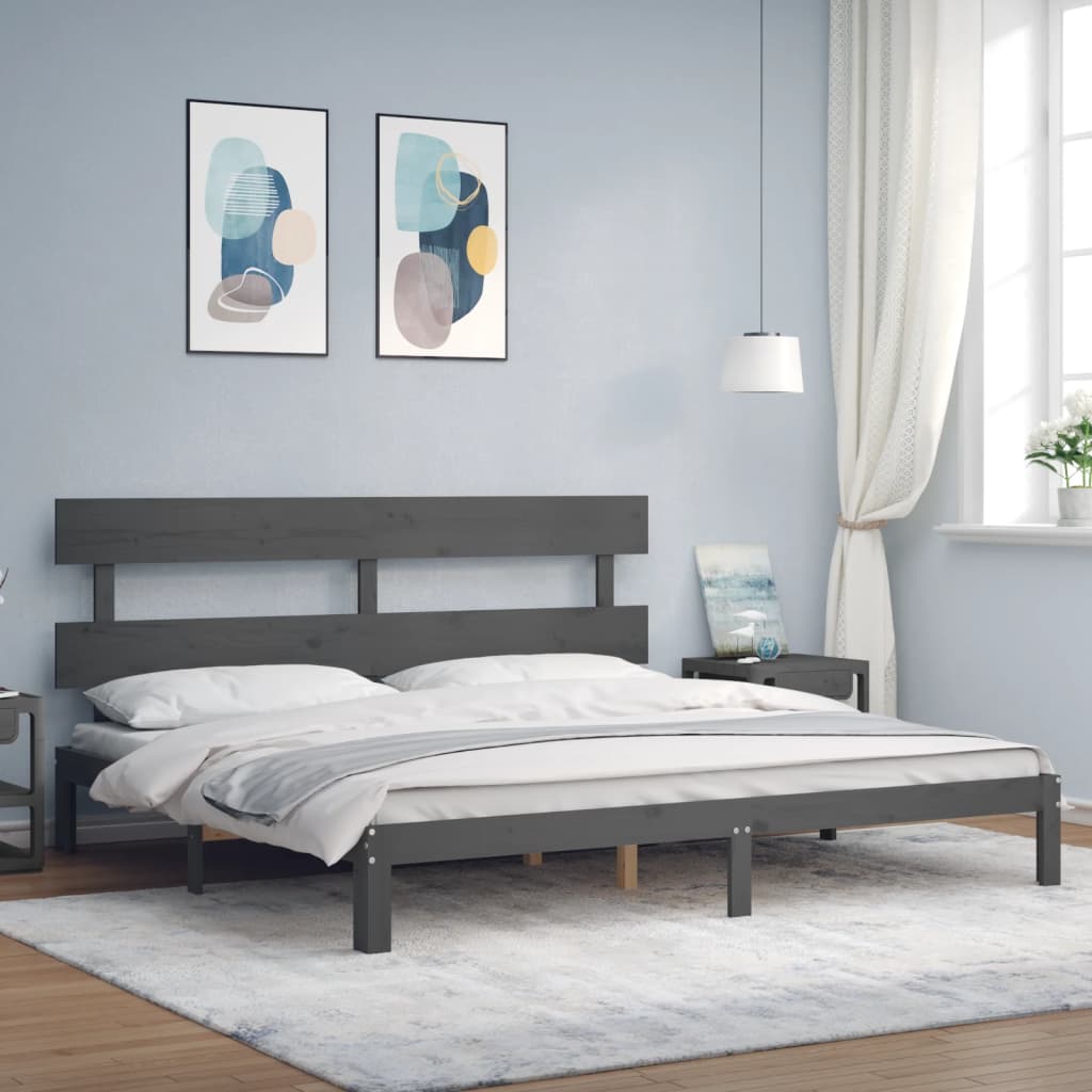 vidaXL Bedframe met hoofdbord massief hout