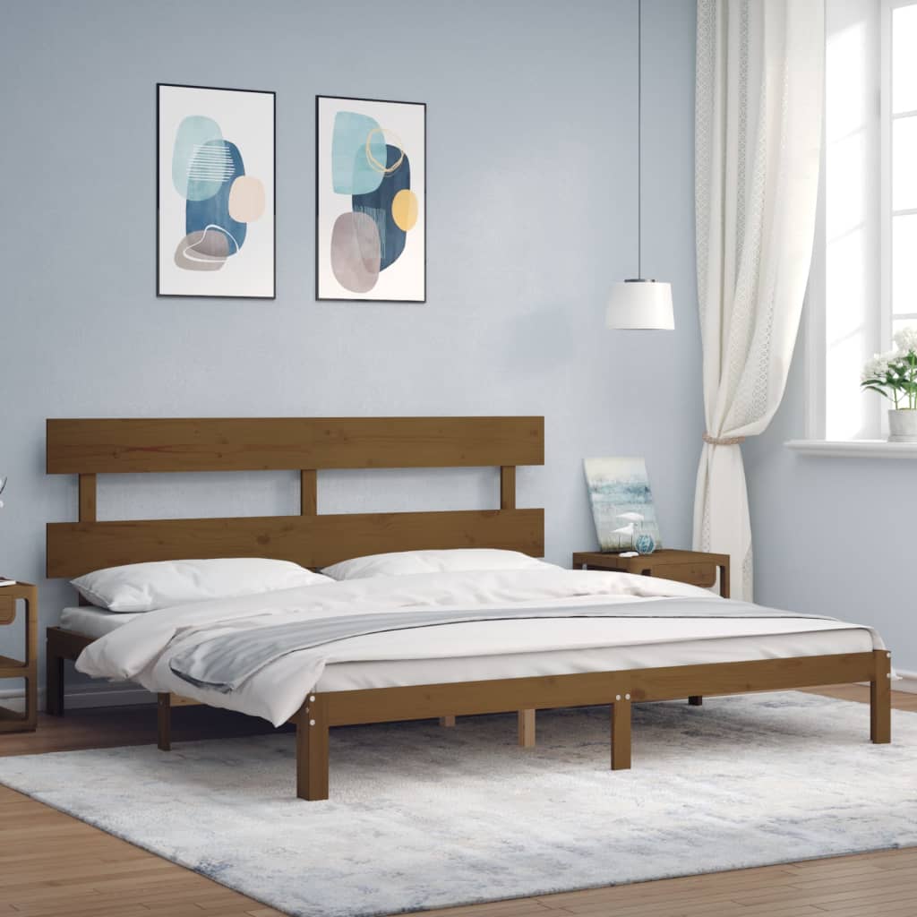 vidaXL Bedframe met hoofdbord massief hout