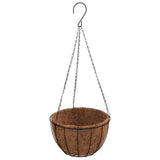 vidaXL Plantenbakken hangend 4 st met kokosbak staal Ø 30x52 cm zwart