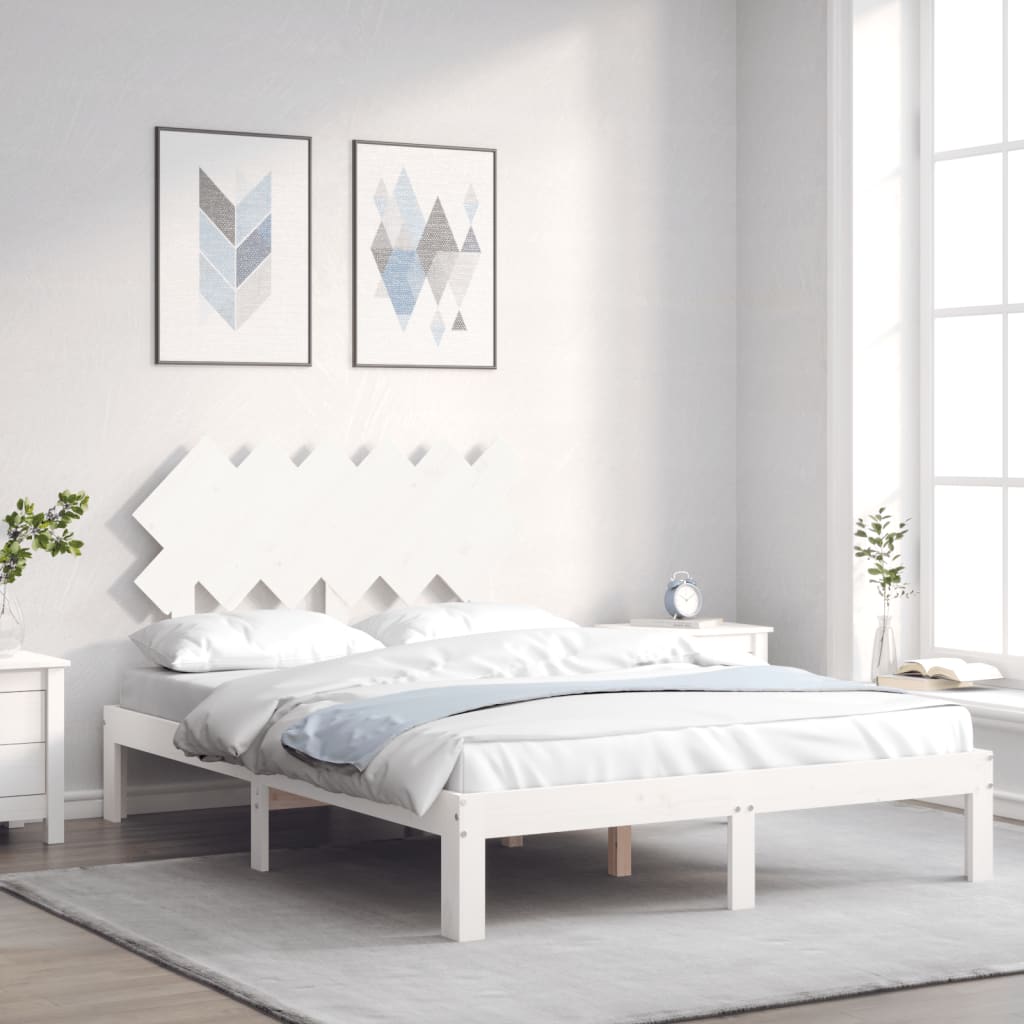 vidaXL Bed Frame with Headboard Solid Wood