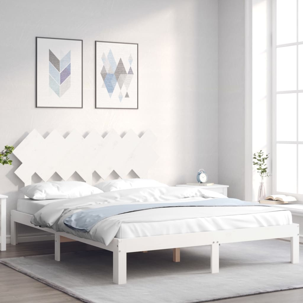 vidaXL Bed Frame with Headboard Solid Wood