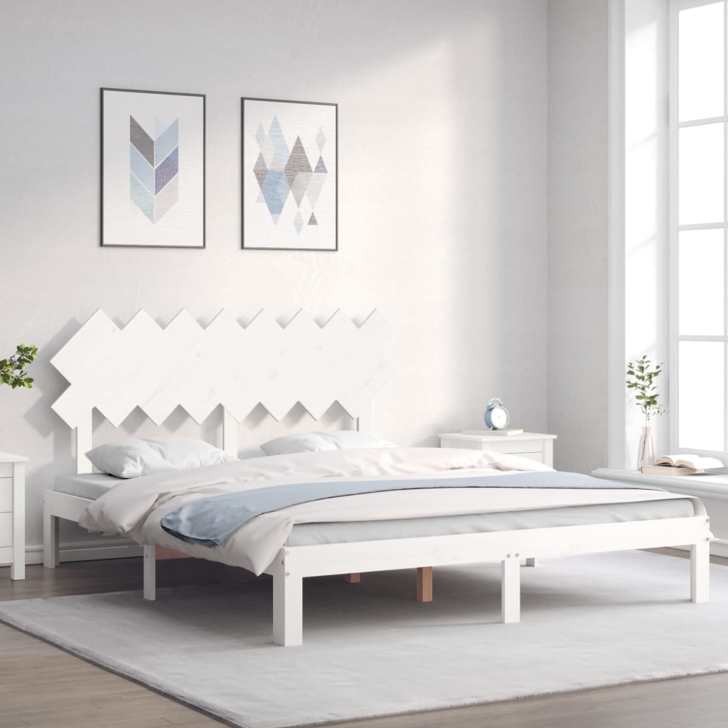 vidaXL Bed Frame with Headboard Solid Wood