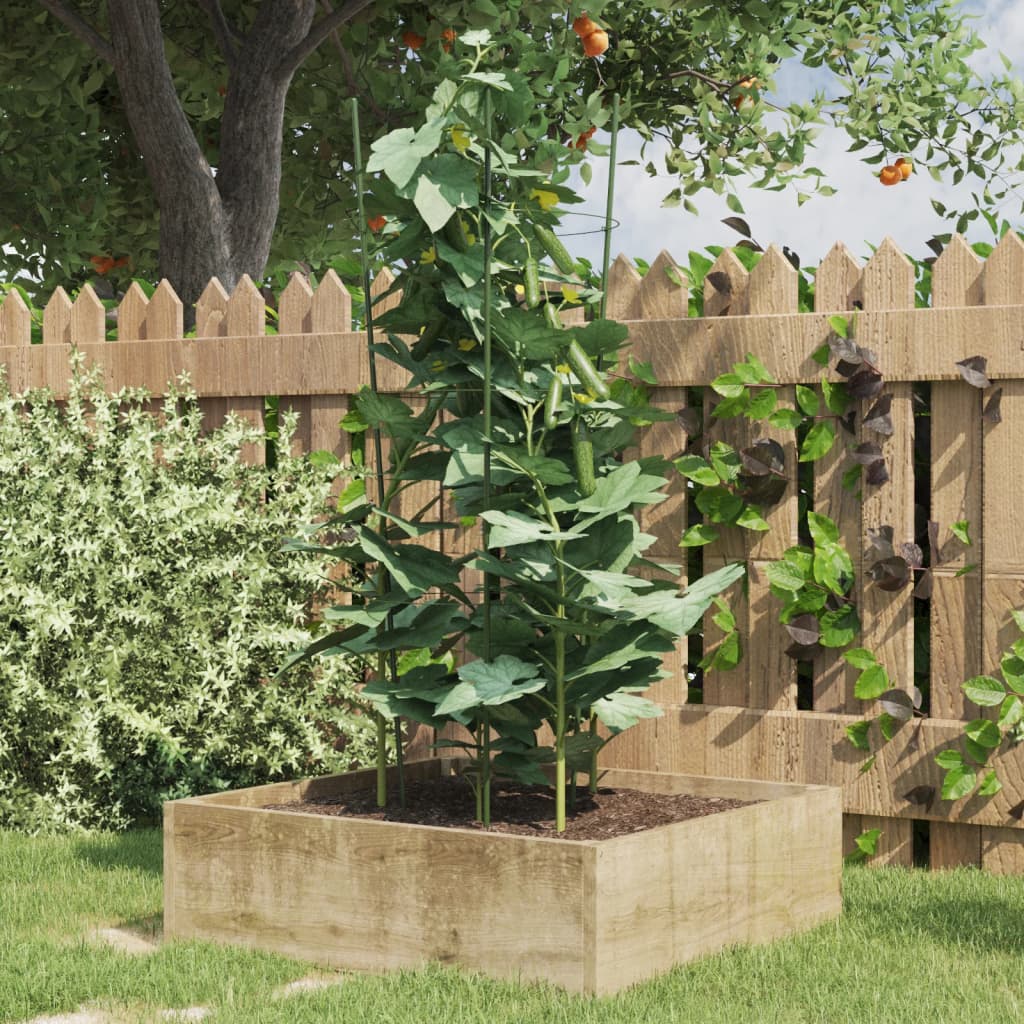 vidaXL Plantensteunen 5 st met 3 ringen 45 cm staal groen