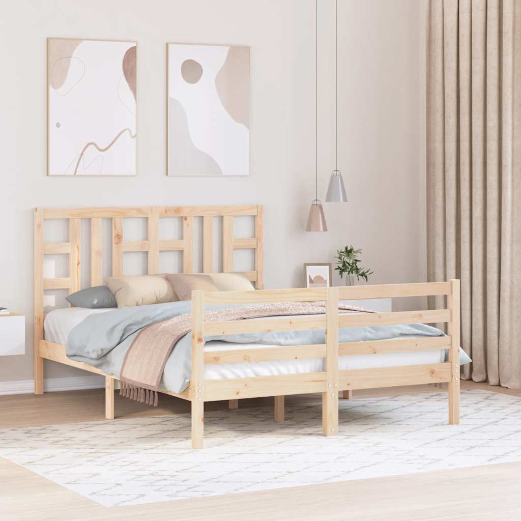 vidaXL Bedframe met hoofdbord massief hout