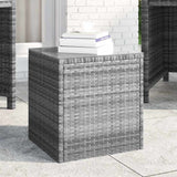 vidaXL Bijzettafel 40x37x40,5 cm poly rattan en gehard glas grijs