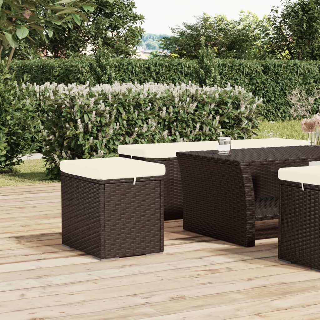 vidaXL Stool with Cushion 40x30x40 cm Poly Rattan Black