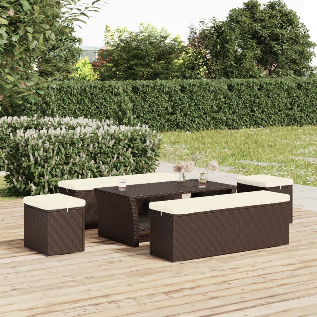 vidaXL Stool with Cushion 40x30x40 cm Poly Rattan Black