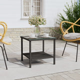 vidaXL Bijzettafel 45x45x45 cm poly rattan en gehard glas zwart