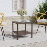vidaXL Bijzettafel 45x45x45 cm poly rattan en gehard glas zwart