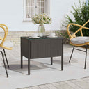 vidaXL Side Table 53x37x48 cm Poly Rattan and Tempered Glass Black