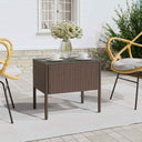 vidaXL Side Table 53x37x48 cm Poly Rattan and Tempered Glass Black