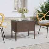 vidaXL Side Table 53x37x48 cm Poly Rattan and Tempered Glass Black