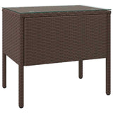 vidaXL Side Table 53x37x48 cm Poly Rattan and Tempered Glass Black