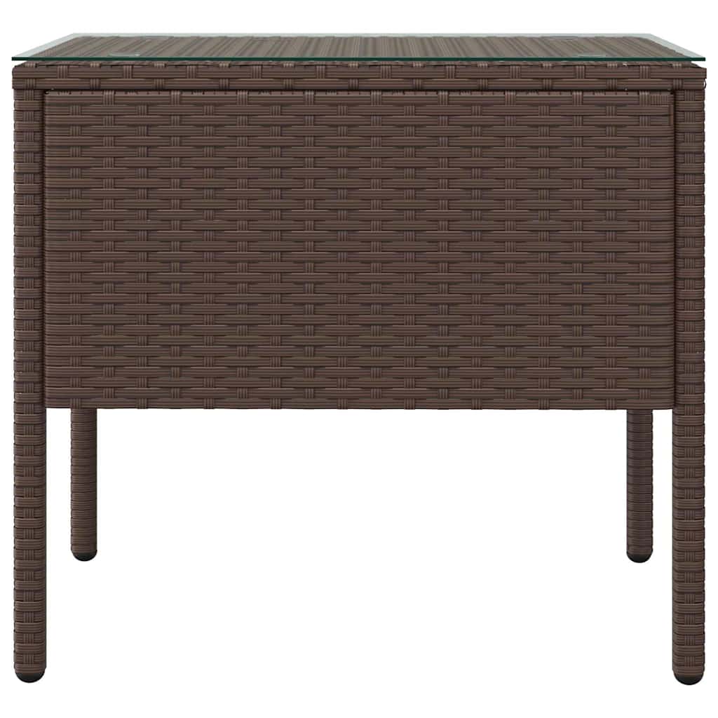 vidaXL Side Table 53x37x48 cm Poly Rattan and Tempered Glass Black
