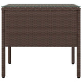 vidaXL Side Table 53x37x48 cm Poly Rattan and Tempered Glass Black