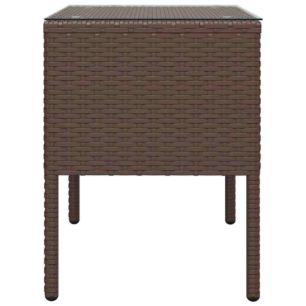 vidaXL Side Table 53x37x48 cm Poly Rattan and Tempered Glass Black