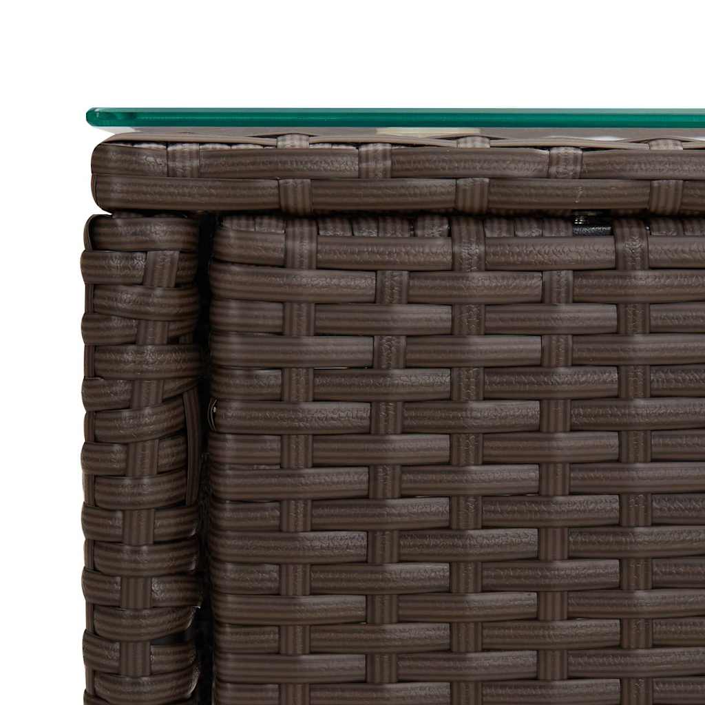 vidaXL Side Table 53x37x48 cm Poly Rattan and Tempered Glass Black