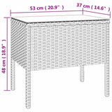 vidaXL Side Table 53x37x48 cm Poly Rattan and Tempered Glass Black