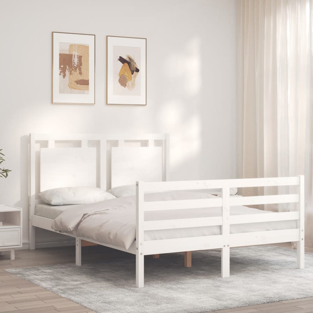 vidaXL Bed Frame with Headboard Solid Wood