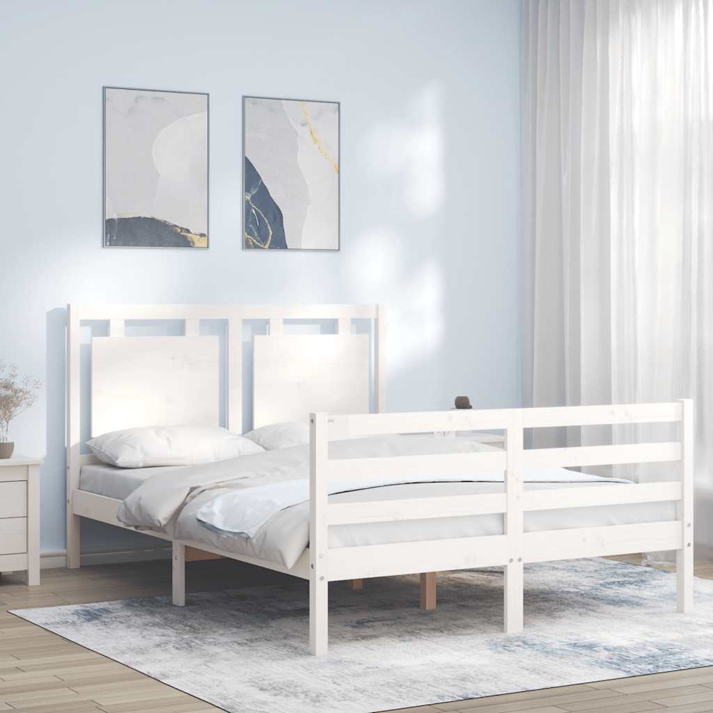 vidaXL Bed Frame with Headboard Solid Wood