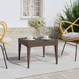 vidaXL Bijzettafel 50x50x38 cm poly rattan en gehard glas zwart