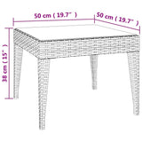 vidaXL Bijzettafel 50x50x38 cm poly rattan en gehard glas zwart