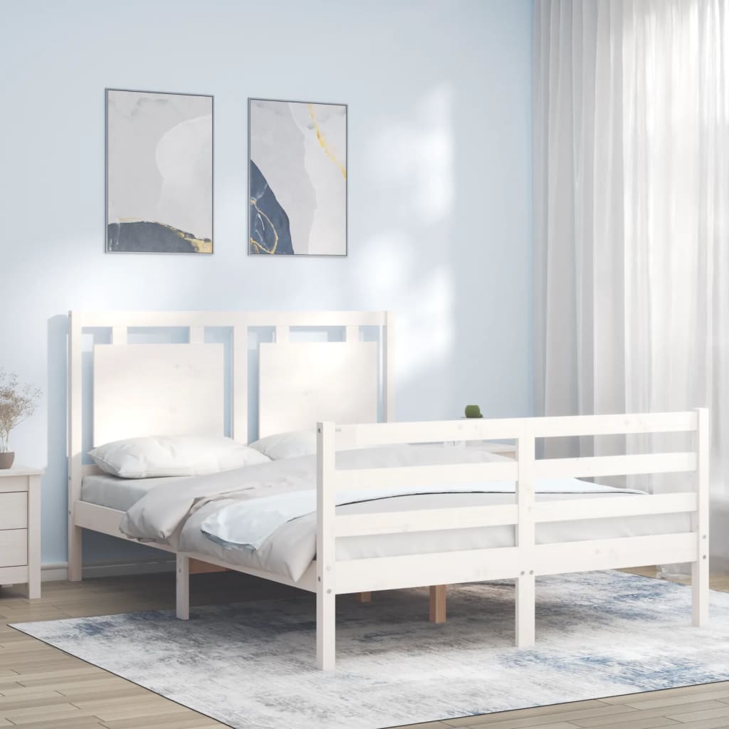vidaXL Bed Frame with Headboard Solid Wood