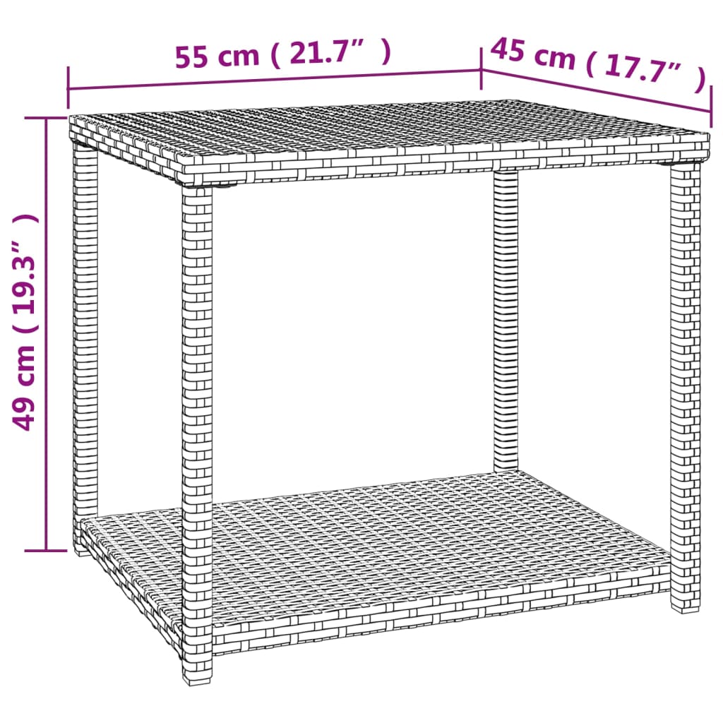 vidaXL Bijzettafel 55x45x49 cm poly rattan zwart