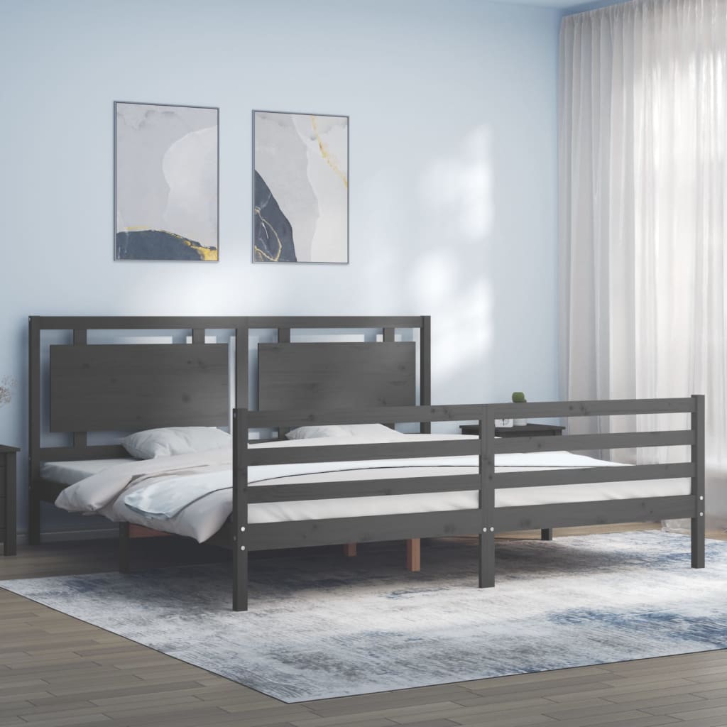 vidaXL Bed Frame with Headboard Solid Wood