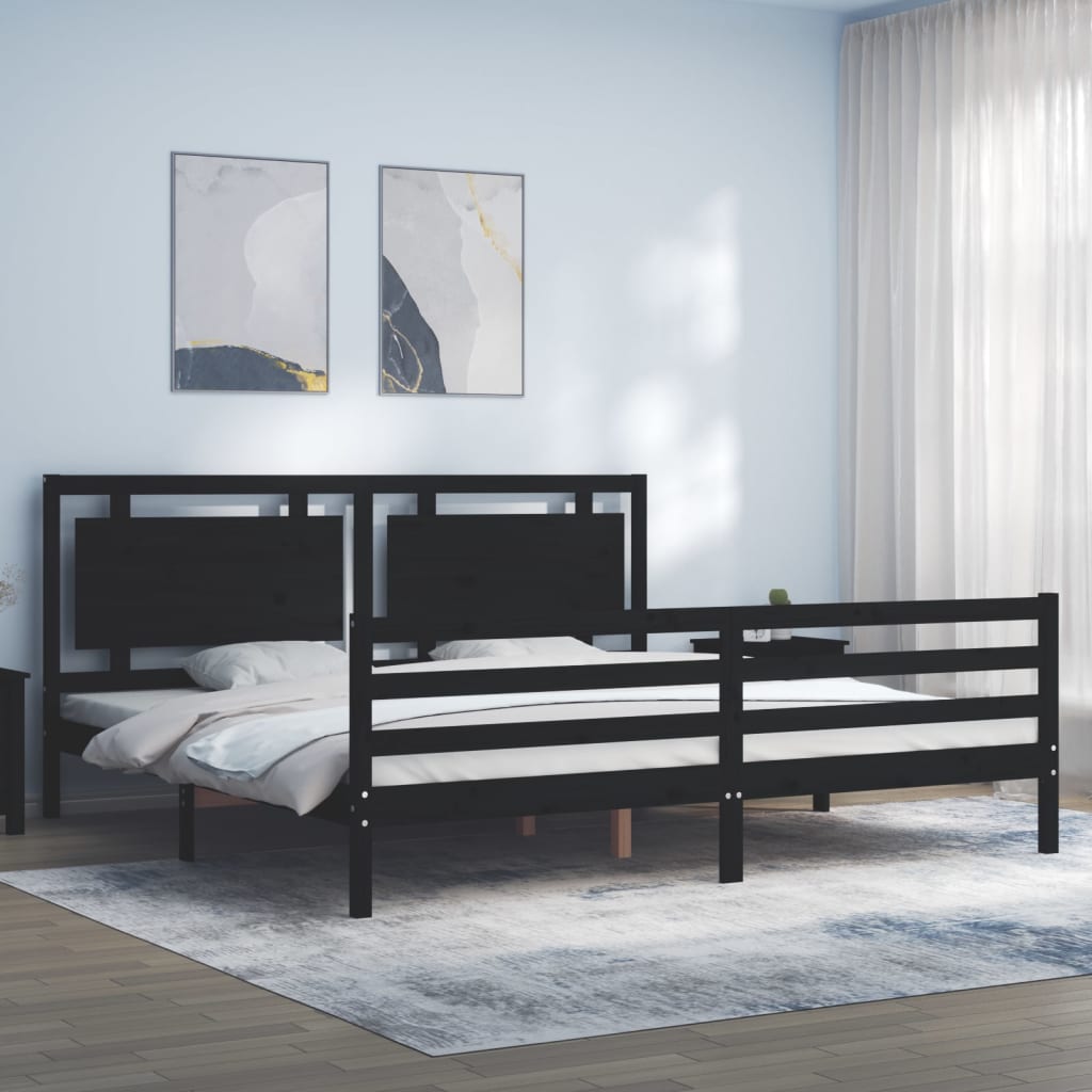 vidaXL Bed Frame with Headboard Solid Wood