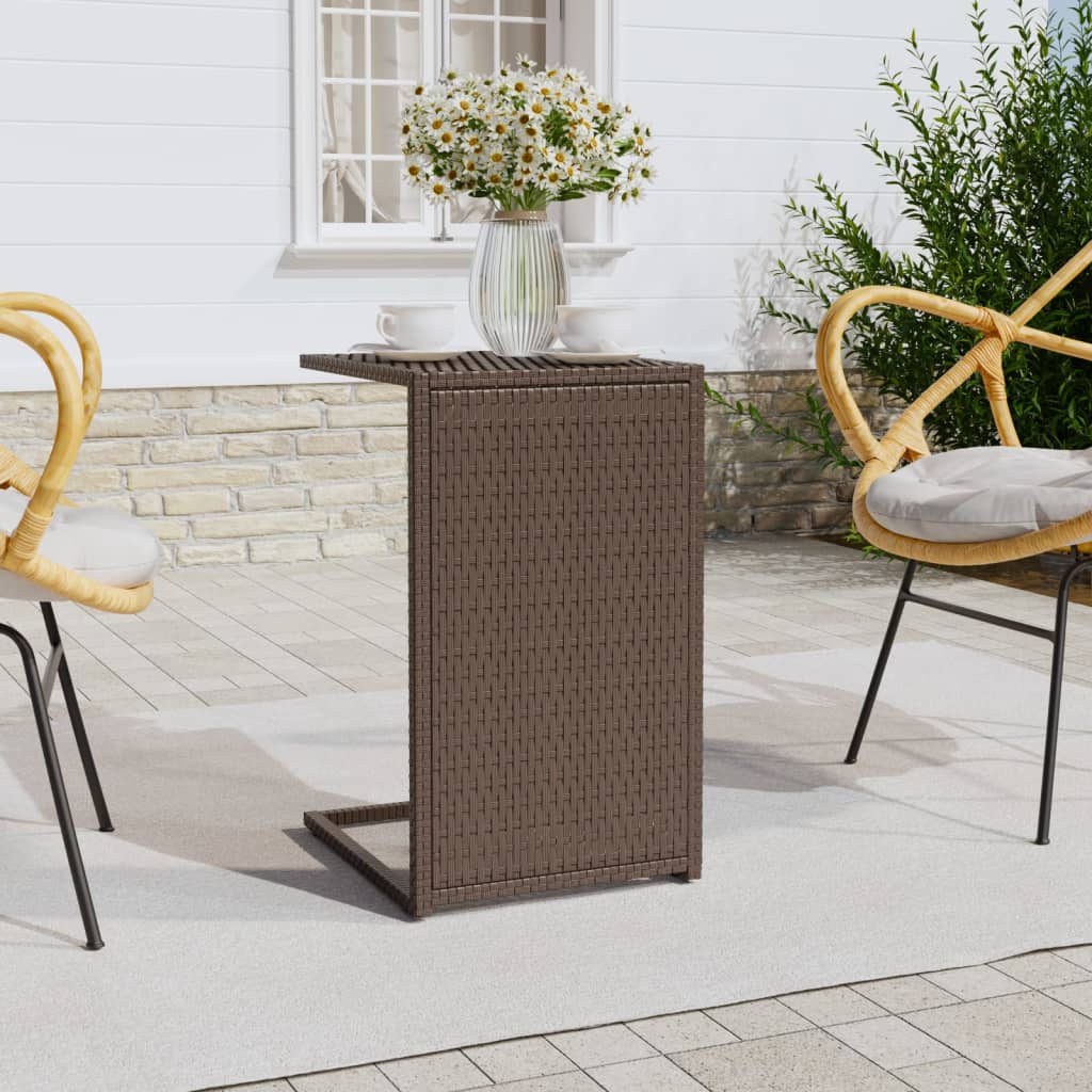 vidaXL Bijzettafel C-vormig 40x35x60 cm poly rattan zwart