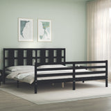 vidaXL Bedframe met hoofdbord massief hout grijs 200x200 cm