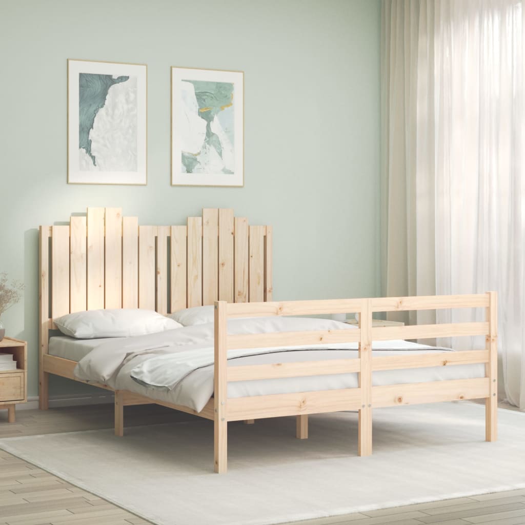 vidaXL Bed Frame with Headboard Solid Wood