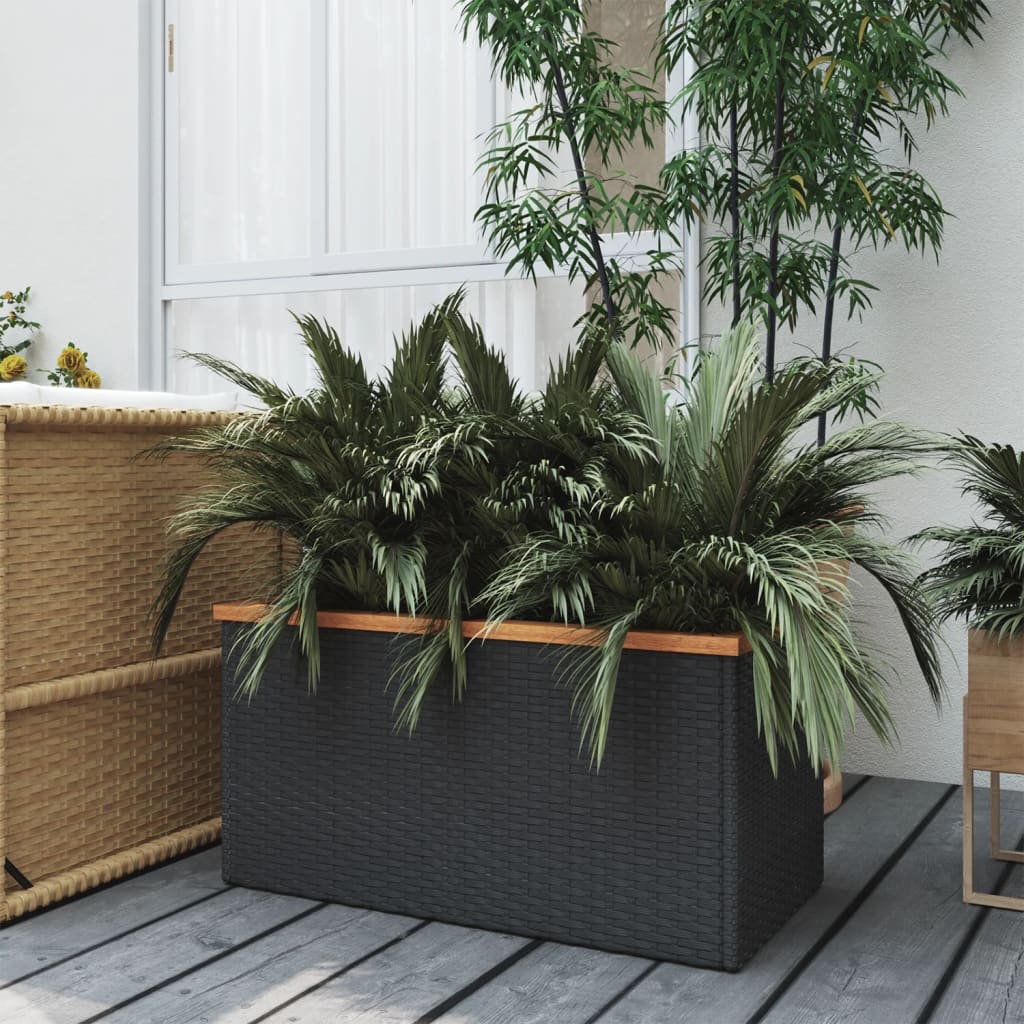 vidaXL Plantenbak 40x40x40 cm poly rattan zwart