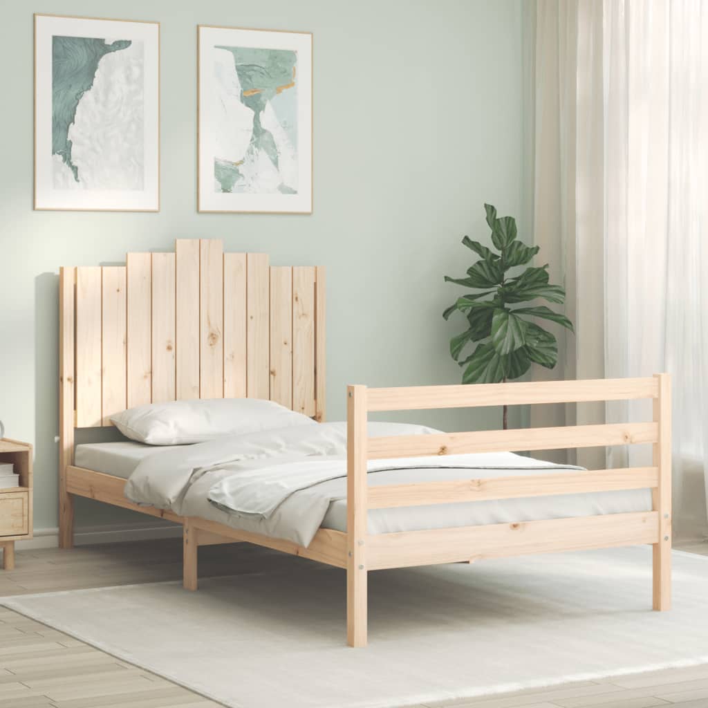 vidaXL Bed Frame with Headboard Solid Wood