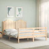 vidaXL Bed Frame with Headboard Solid Wood