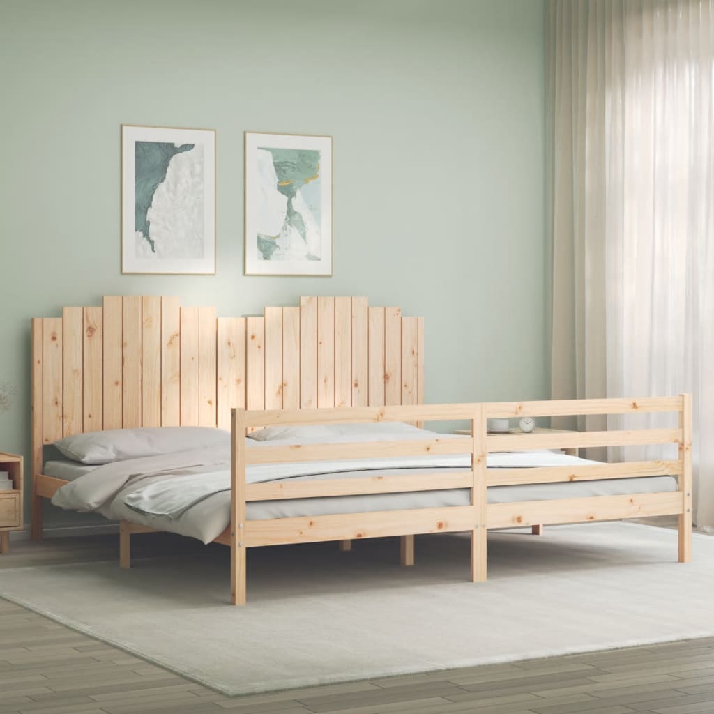 vidaXL Bed Frame with Headboard Solid Wood