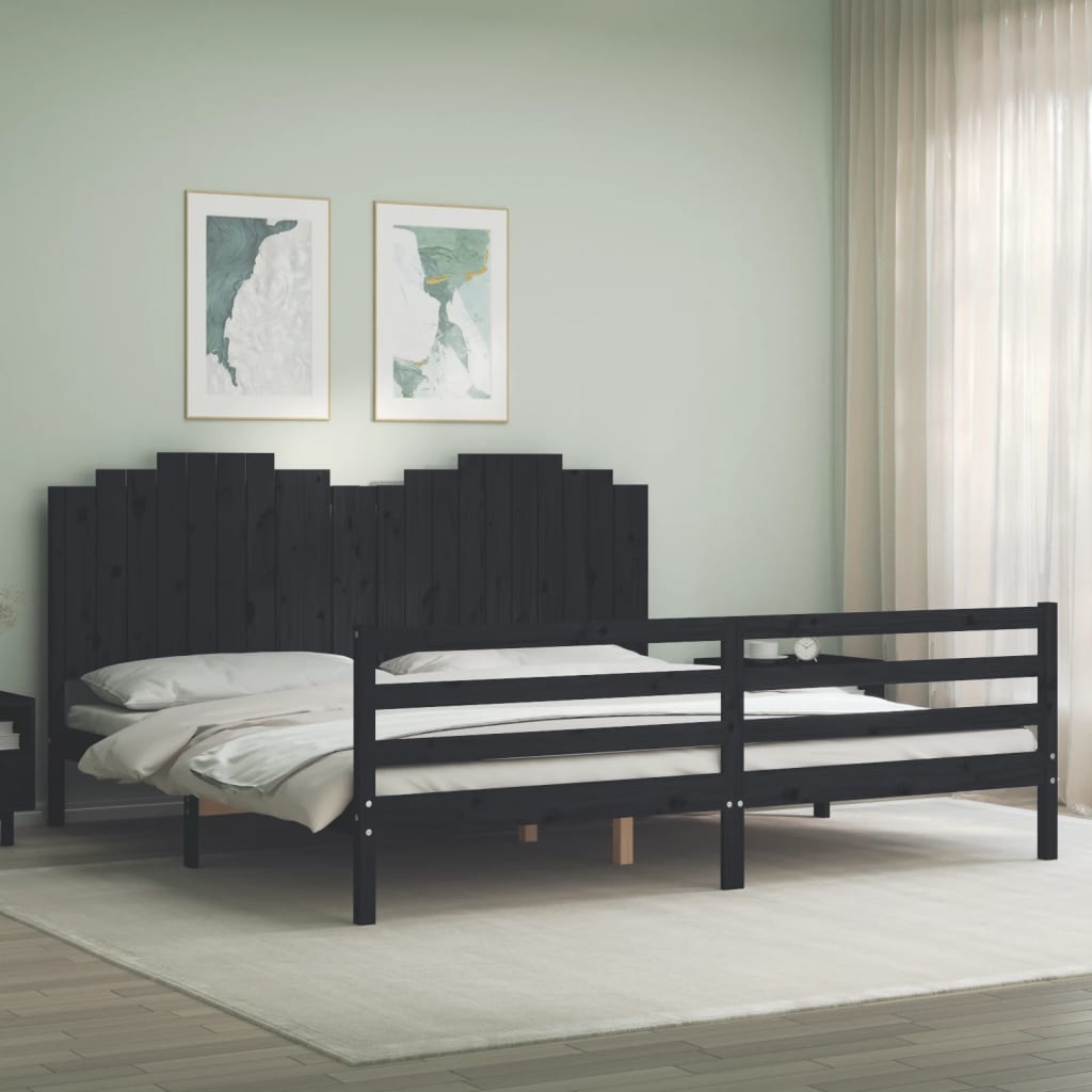 vidaXL Bed Frame with Headboard Solid Wood